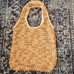 Boho wooden bead purse / carry-all / bag